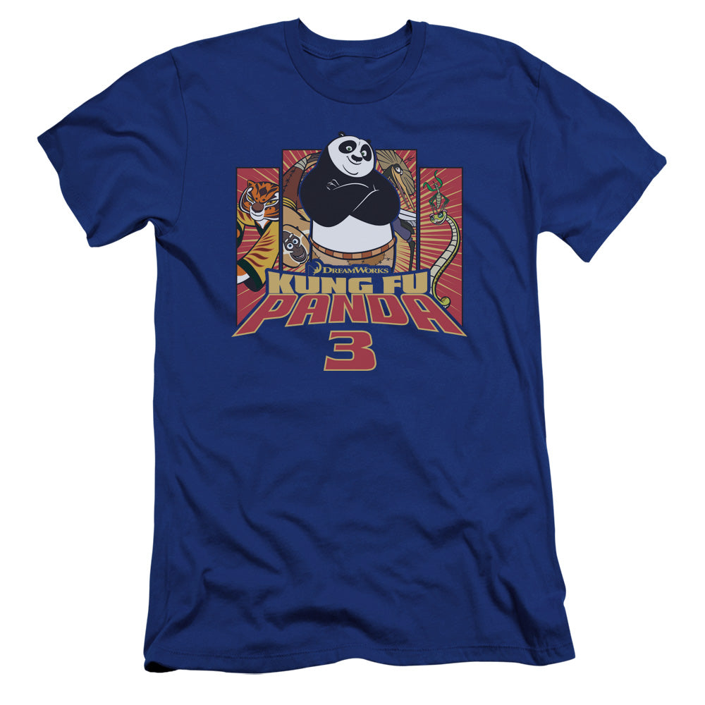AN OFFCIALLY LICENSED KUNG FU PANDA KUNG FURRY MEN'S PREMIUM SLIM FIT T-SHIRT ROYAL