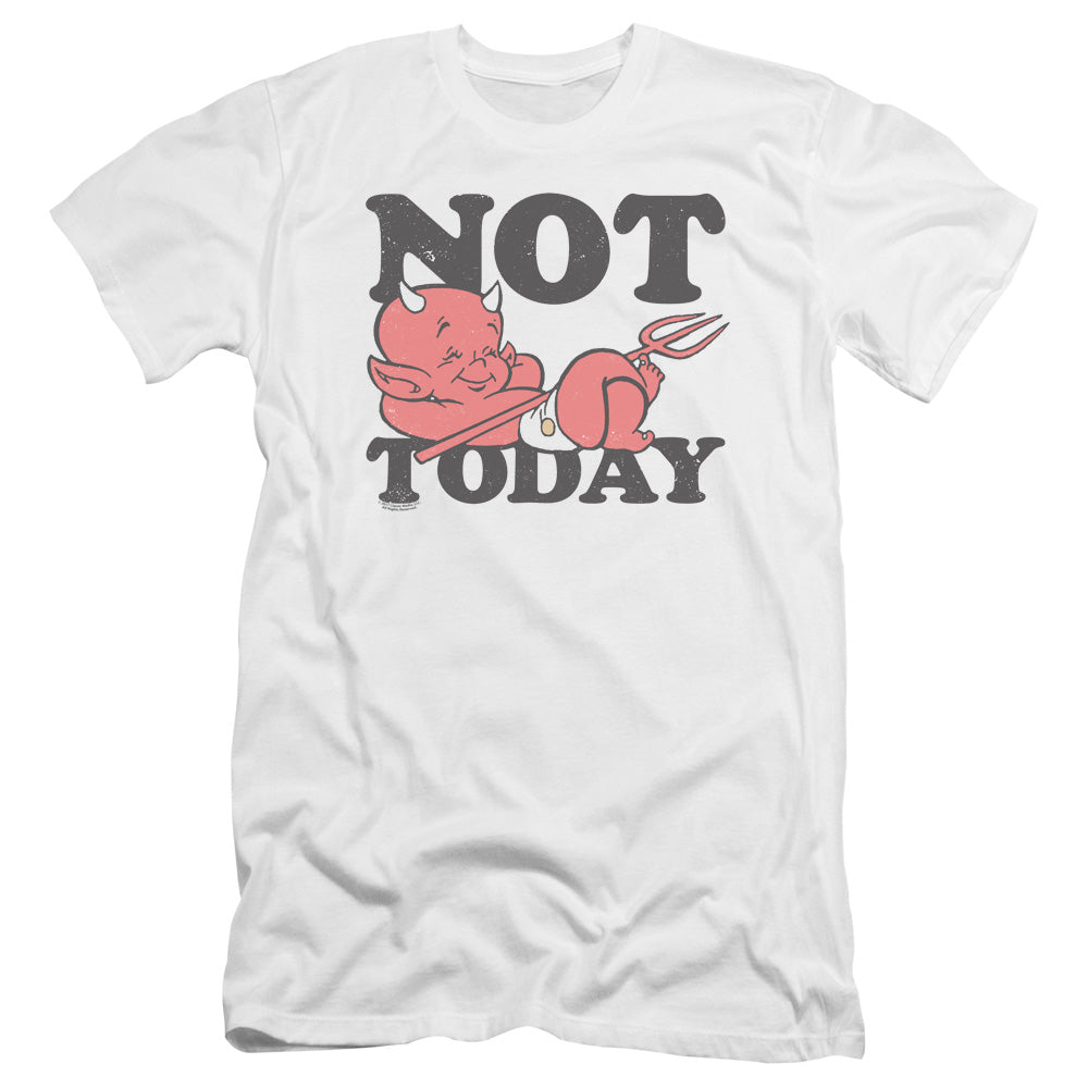 AN OFFCIALLY LICENSED HOT STUFF NOT TODAY MEN'S PREMIUM SLIM FIT T-SHIRT WHITE