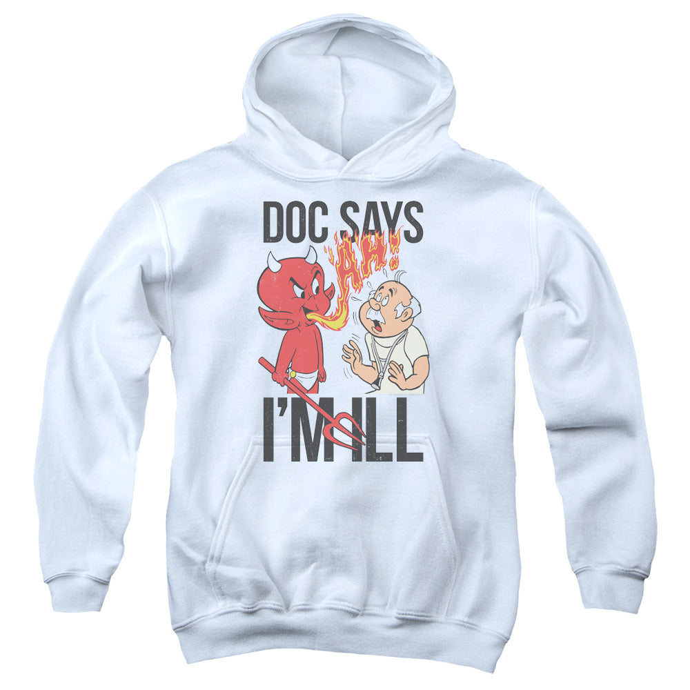 AN OFFCIALLY LICENSED HOT STUFF DOC SAYS YOUTH HOODIE WHITE