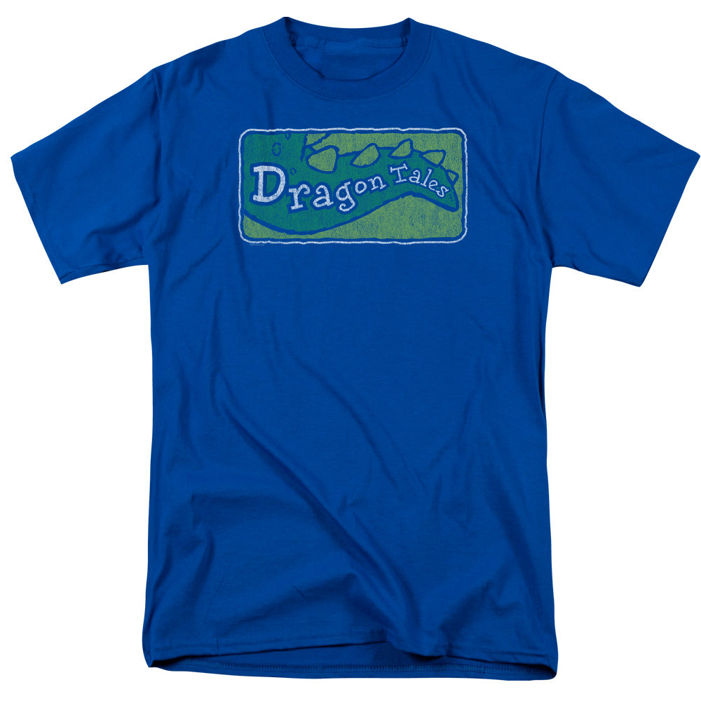 AN OFFCIALLY LICENSED DRAGON TALES LOGO DISTRESSED MEN'S REGULAR FIT T-SHIRT ROYAL