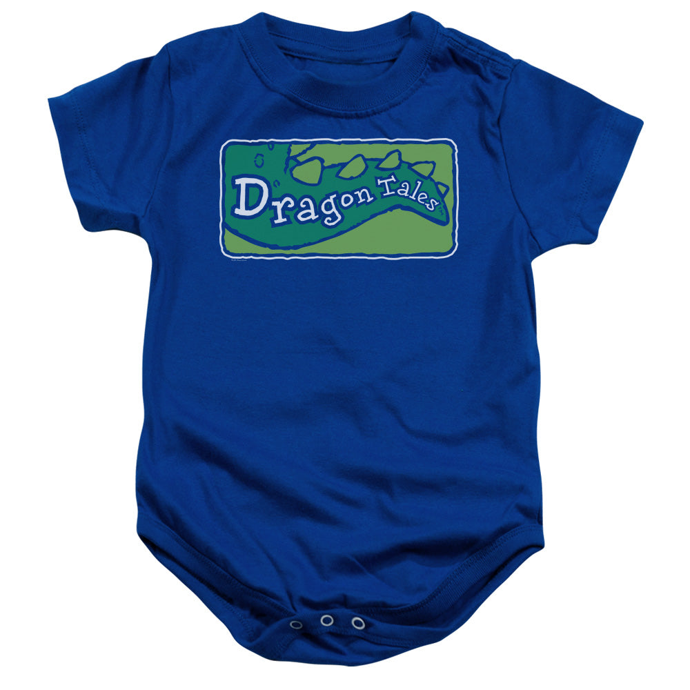 AN OFFCIALLY LICENSED DRAGON TALES LOGO CLEAN BABY BODYSUIT ROYAL