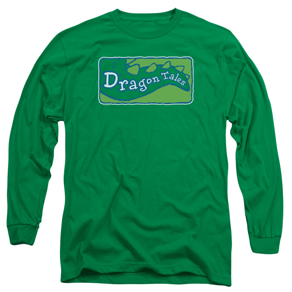 AN OFFCIALLY LICENSED DRAGON TALES LOGO CLEAN MEN'S LONG SLEEVE T-SHIRT KELLY GREEN