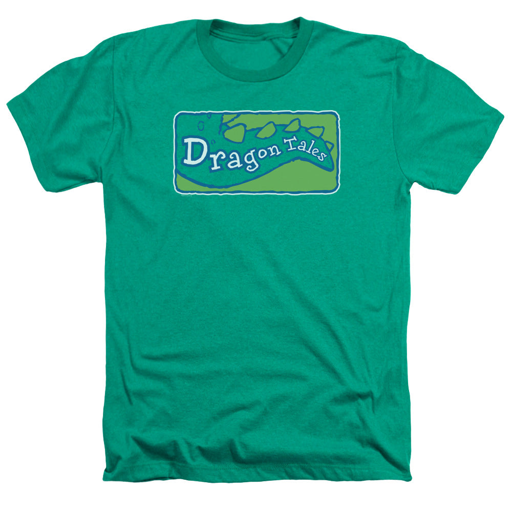 AN OFFCIALLY LICENSED DRAGON TALES LOGO CLEAN MEN'S HEATHER T-SHIRT KELLY GREEN