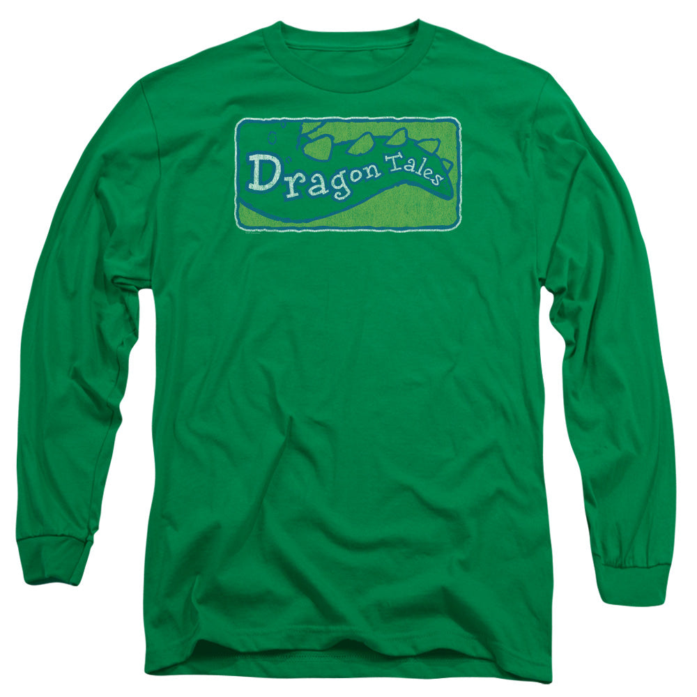 AN OFFCIALLY LICENSED DRAGON TALES LOGO DISTRESSED MEN'S LONG SLEEVE T-SHIRT KELLY GREEN