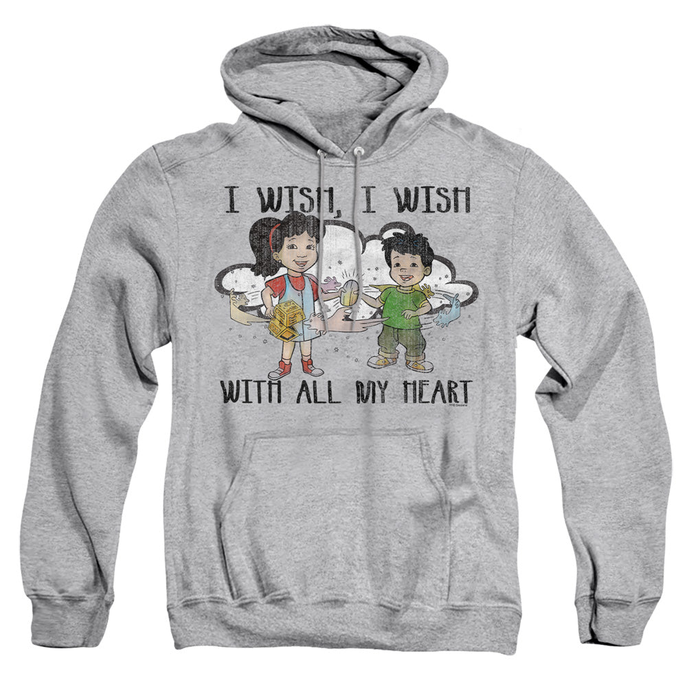 AN OFFCIALLY LICENSED DRAGON TALES I WISH WITH ALL MY HEART ADULT UNISEX PULLOVER HOODIE ATHLETIC HEATHER