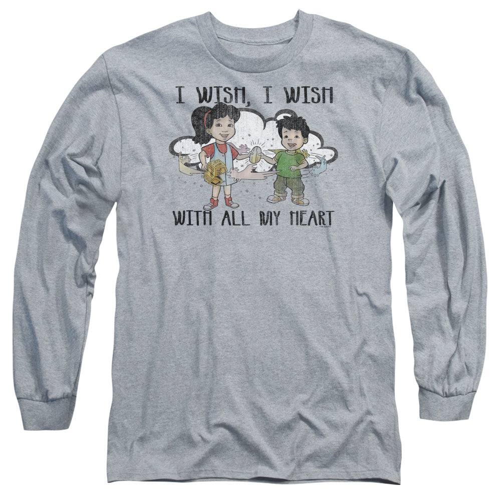 AN OFFCIALLY LICENSED DRAGON TALES I WISH WITH ALL MY HEART MEN'S LONG SLEEVE T-SHIRT ATHLETIC HEATHER