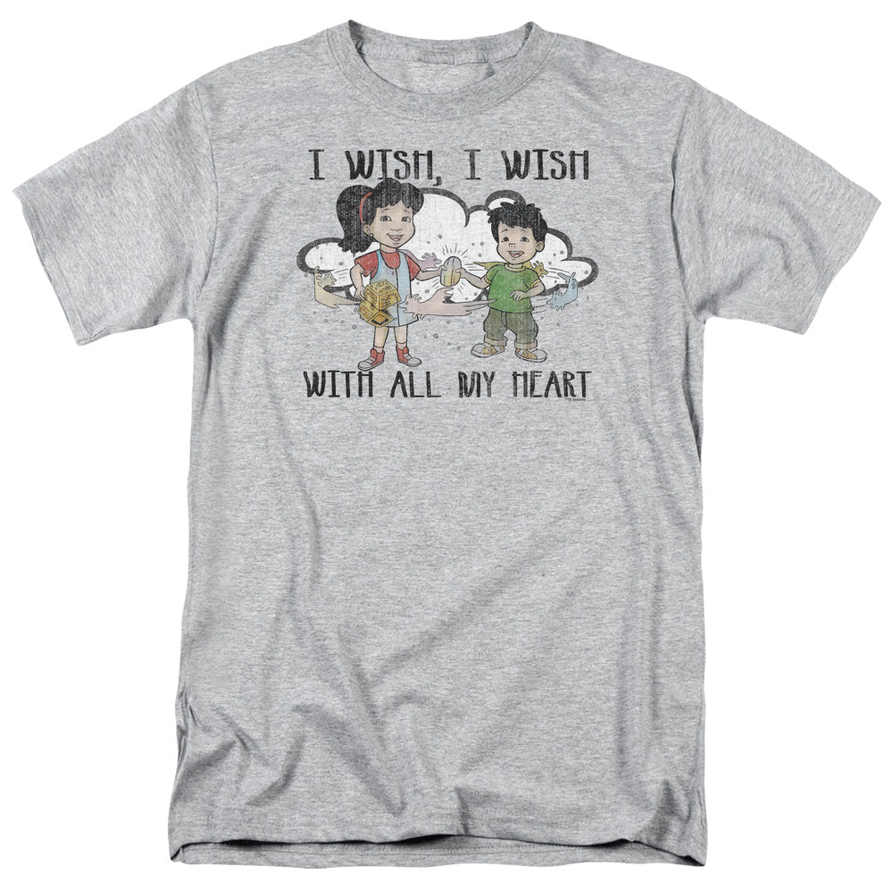 AN OFFCIALLY LICENSED DRAGON TALES I WISH WITH ALL MY HEART MEN'S REGULAR FIT T-SHIRT ATHLETIC HEATHER