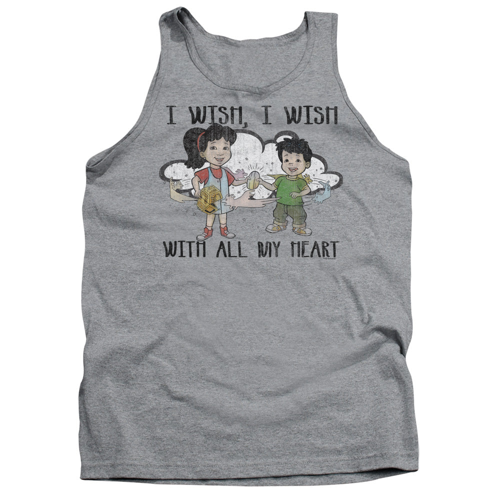 AN OFFCIALLY LICENSED DRAGON TALES I WISH WITH ALL MY HEART ADULT UNISEX TANK TOP ATHLETIC HEATHER