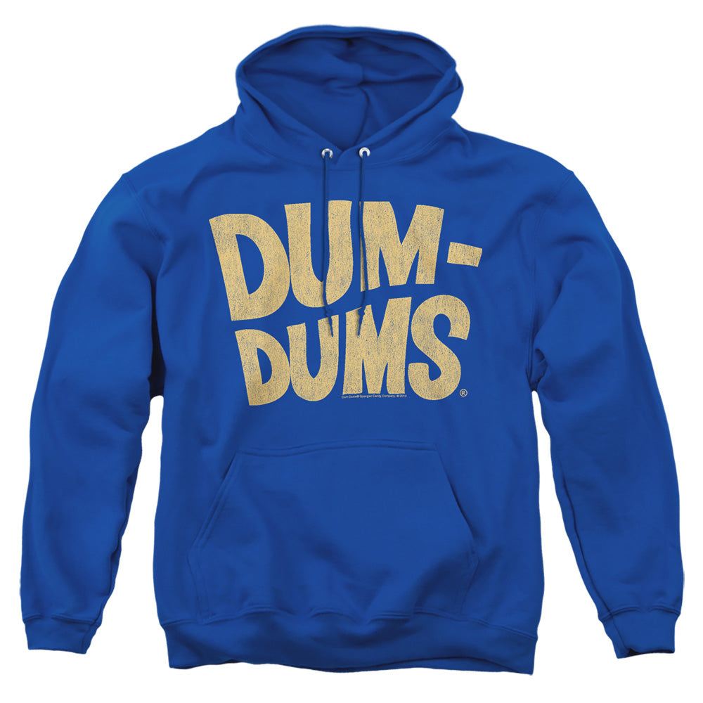 AN OFFCIALLY LICENSED DUM DUMS DISTRESSED LOGO ADULT UNISEX PULLOVER HOODIE ROYAL