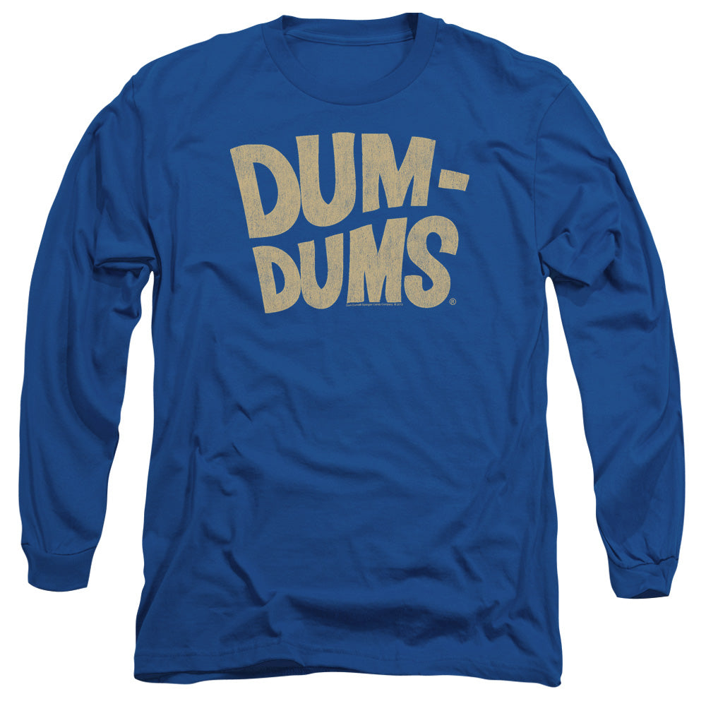 AN OFFCIALLY LICENSED DUM DUMS DISTRESSED LOGO MEN'S LONG SLEEVE T-SHIRT ROYAL