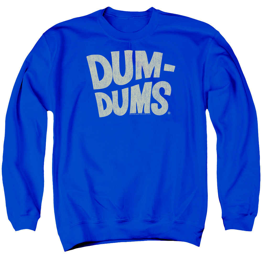 AN OFFCIALLY LICENSED DUM DUMS DISTRESSED LOGO ADULT UNISEX CREWNECK SWEATSHIRT ROYAL