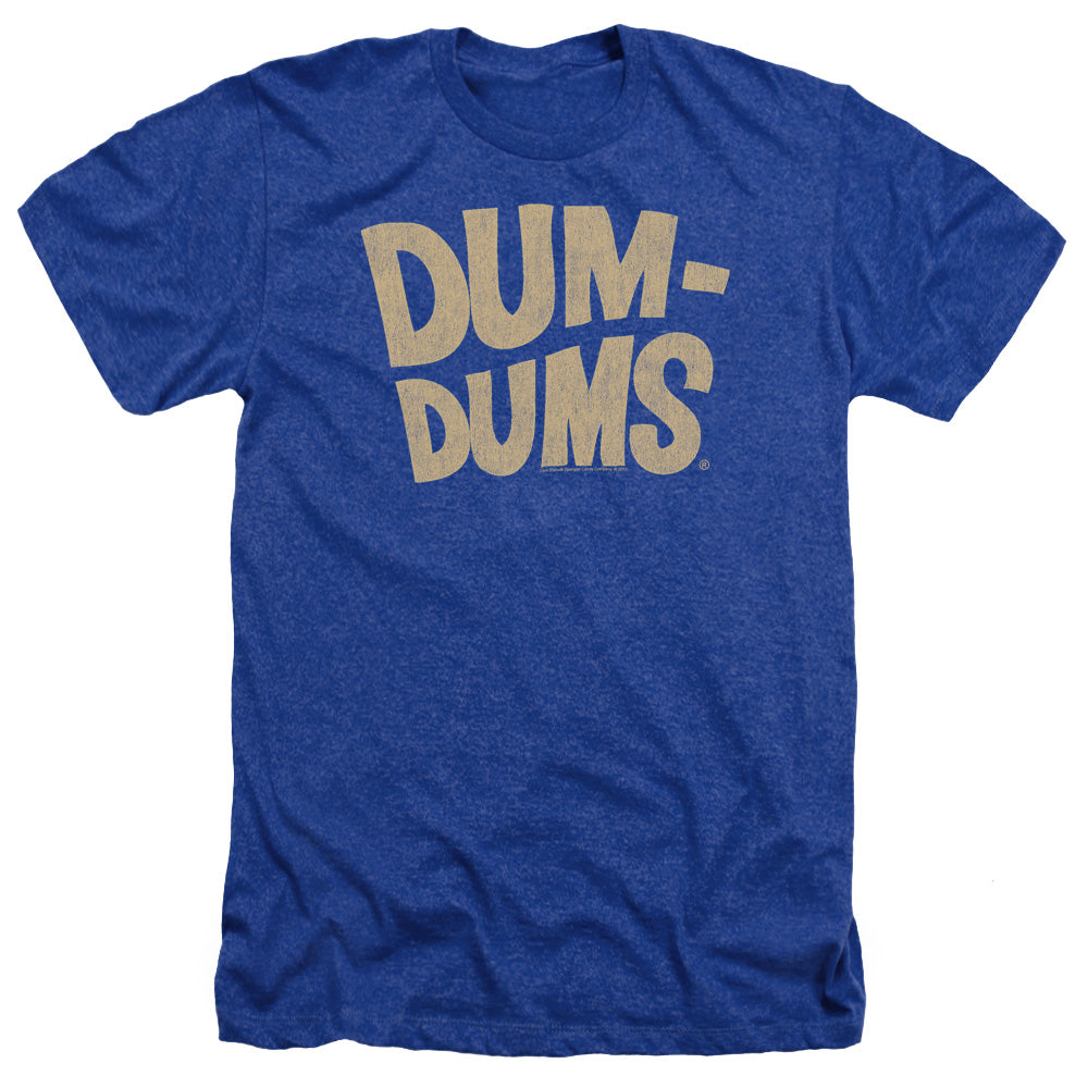 AN OFFCIALLY LICENSED DUM DUMS DISTRESSED LOGO MEN'S HEATHER T-SHIRT ROYAL