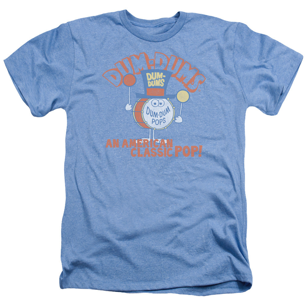 AN OFFCIALLY LICENSED DUM DUMS CLASSIC POP MEN'S HEATHER T-SHIRT LIGHT BLUE