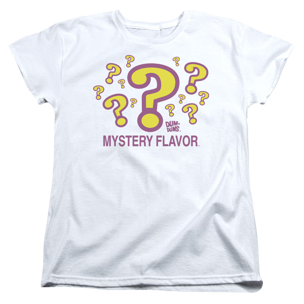 AN OFFCIALLY LICENSED DUM DUMS MYSTERY FLAVOR WOMEN'S REGULAR FIT T-SHIRT WHITE