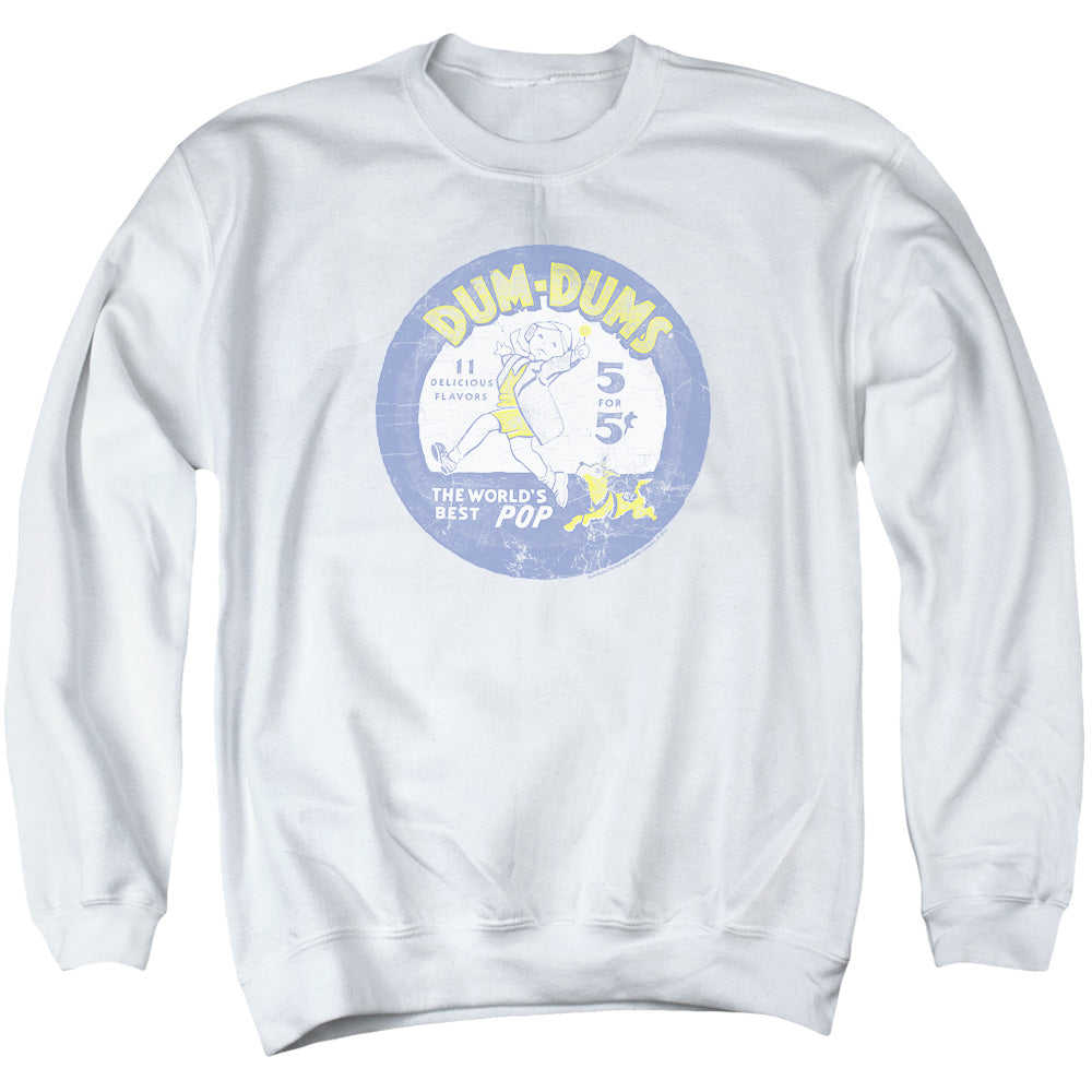 AN OFFCIALLY LICENSED DUM DUMS POP PARADE ADULT UNISEX CREWNECK SWEATSHIRT WHITE