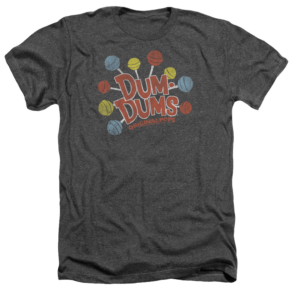 AN OFFCIALLY LICENSED DUM DUMS ORIGINAL POPS MEN'S HEATHER T-SHIRT CHARCOAL