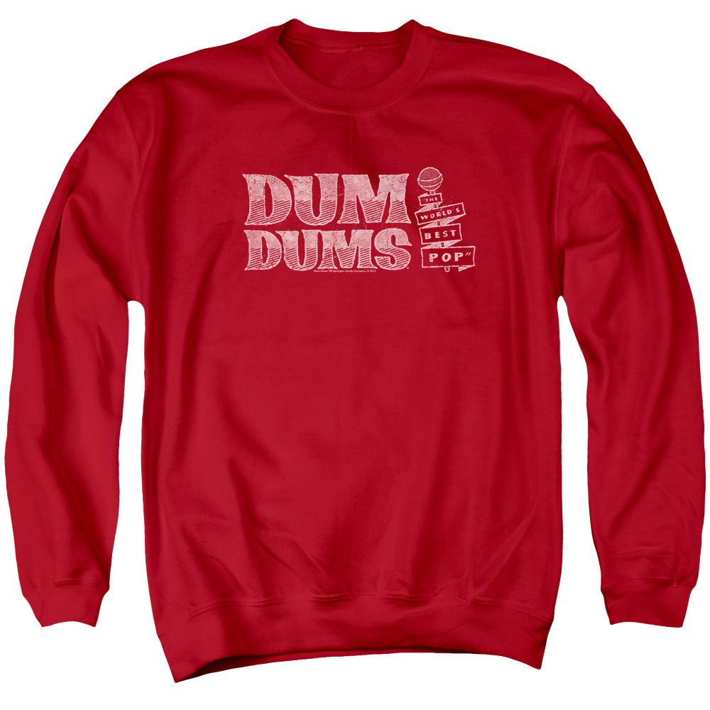 AN OFFCIALLY LICENSED DUM DUMS WORLDS BEST ADULT UNISEX CREWNECK SWEATSHIRT RED