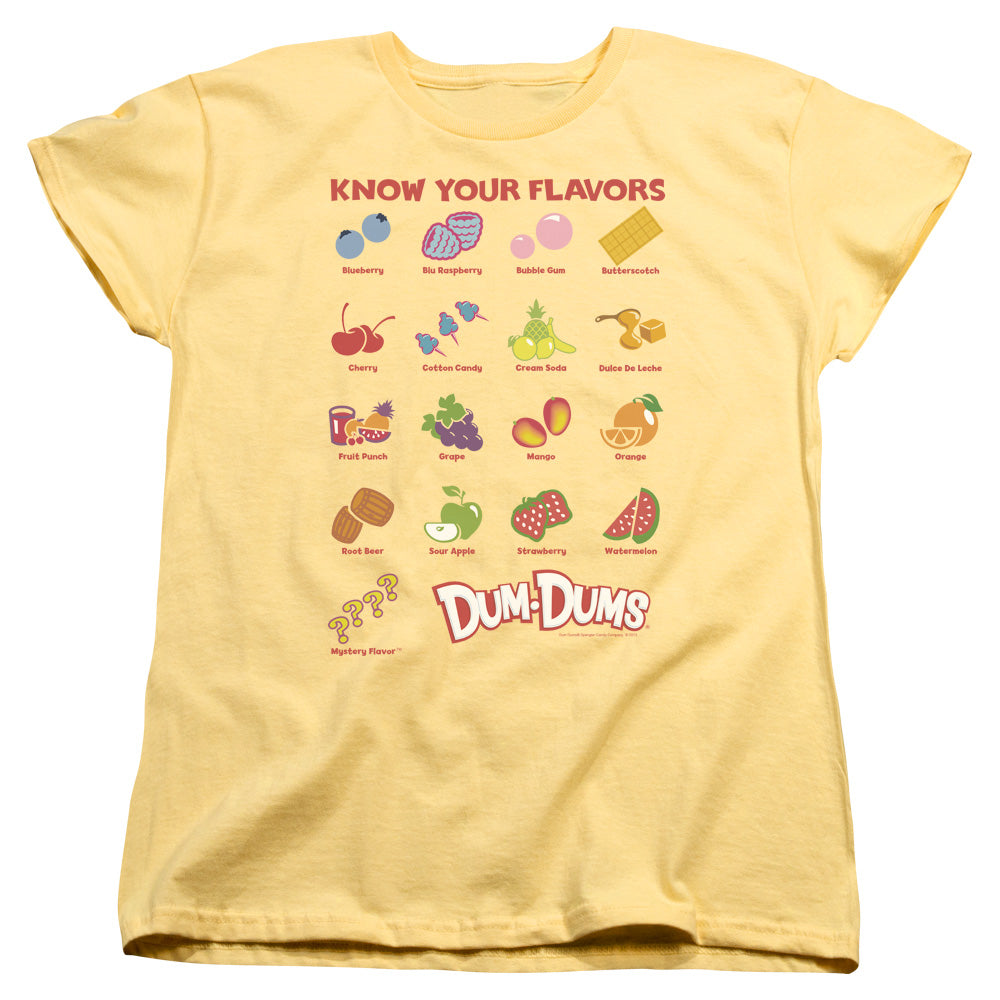 AN OFFCIALLY LICENSED DUM DUMS FLAVORS WOMEN'S REGULAR FIT T-SHIRT BANANA