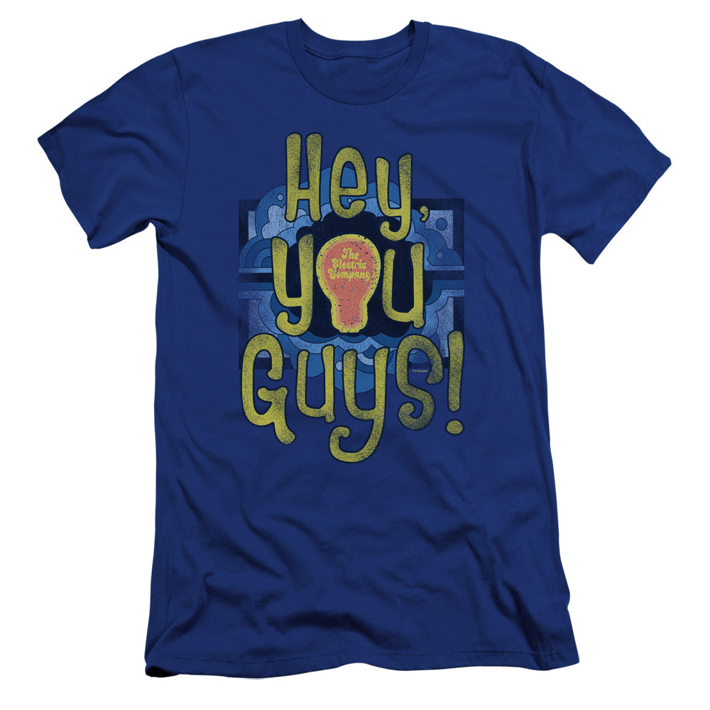 AN OFFCIALLY LICENSED ELECTRIC COMPANY HEY YOU GUYS MEN'S PREMIUM SLIM FIT T-SHIRT ROYAL