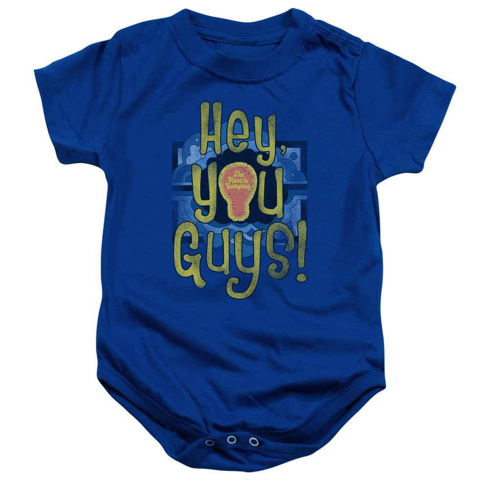 AN OFFCIALLY LICENSED ELECTRIC COMPANY HEY YOU GUYS BABY BODYSUIT ROYAL