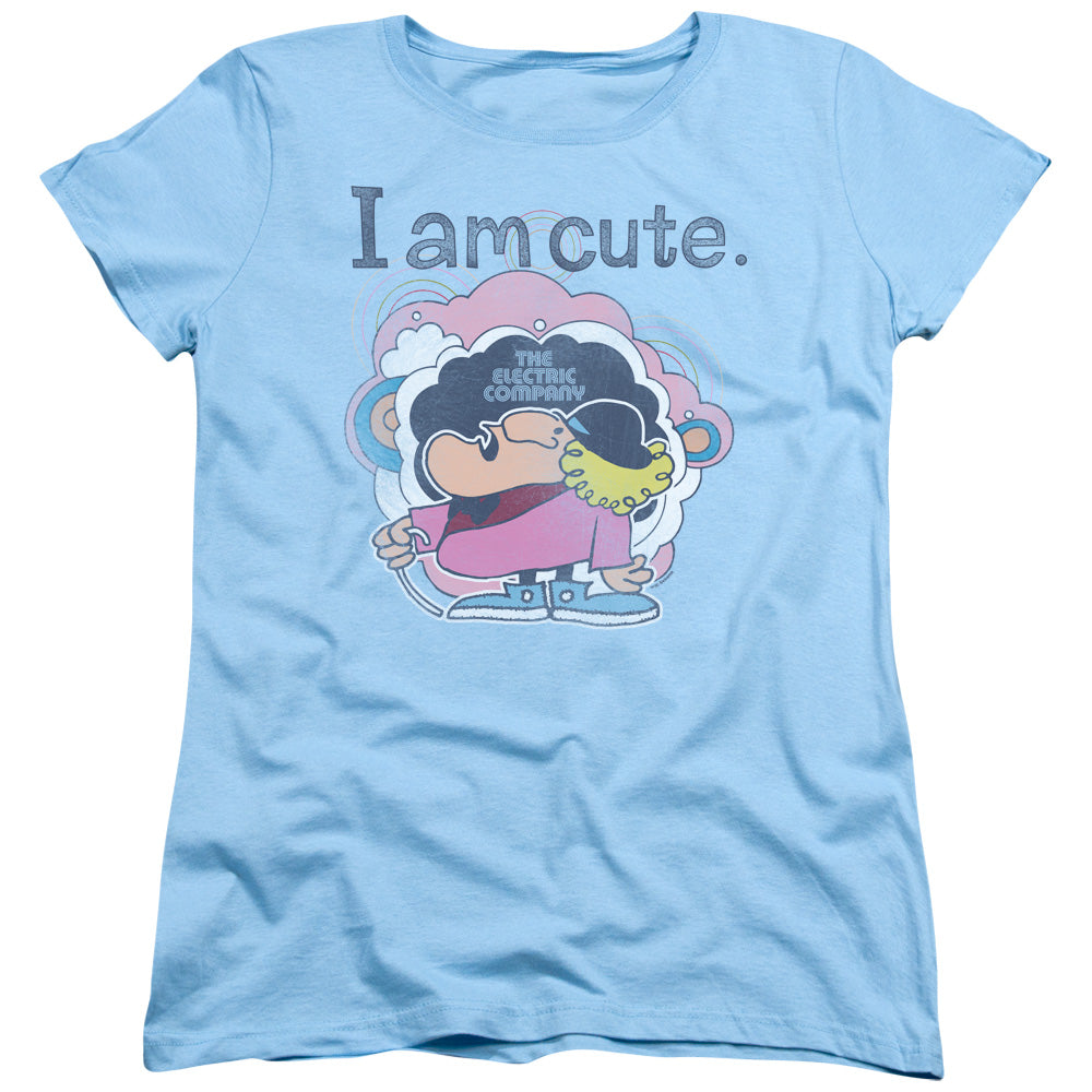 AN OFFCIALLY LICENSED ELECTRIC COMPANY I AM CUTE WOMEN'S REGULAR FIT T-SHIRT LIGHT BLUE