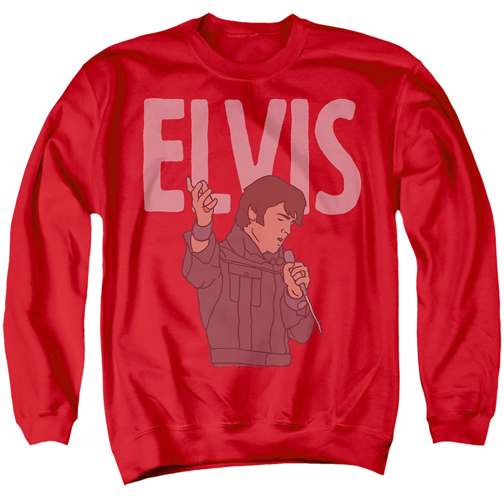 AN OFFCIALLY LICENSED ELVIS ELVIS '68 SPECIAL ADULT UNISEX CREWNECK SWEATSHIRT RED
