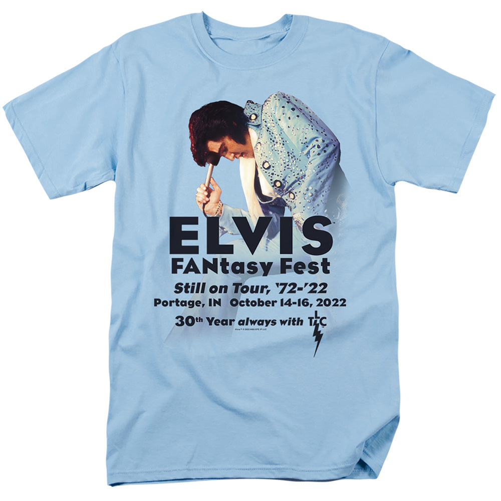 AN OFFCIALLY LICENSED ELVIS ELVIS FANTASY FEST 2022 LIGHTS MEN'S REGULAR FIT T-SHIRT LIGHT BLUE