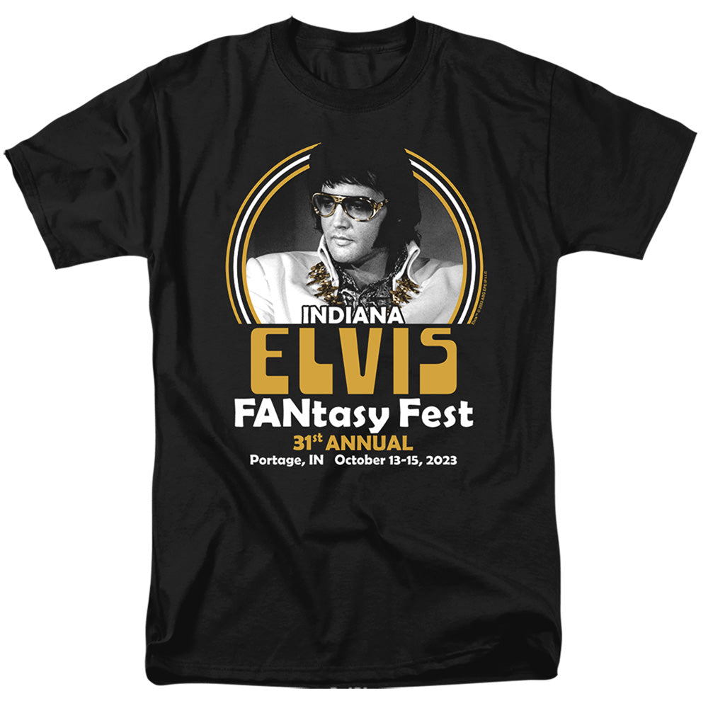 AN OFFCIALLY LICENSED ELVIS FANTASY FEST 2023 MEN'S REGULAR FIT T-SHIRT BLACK