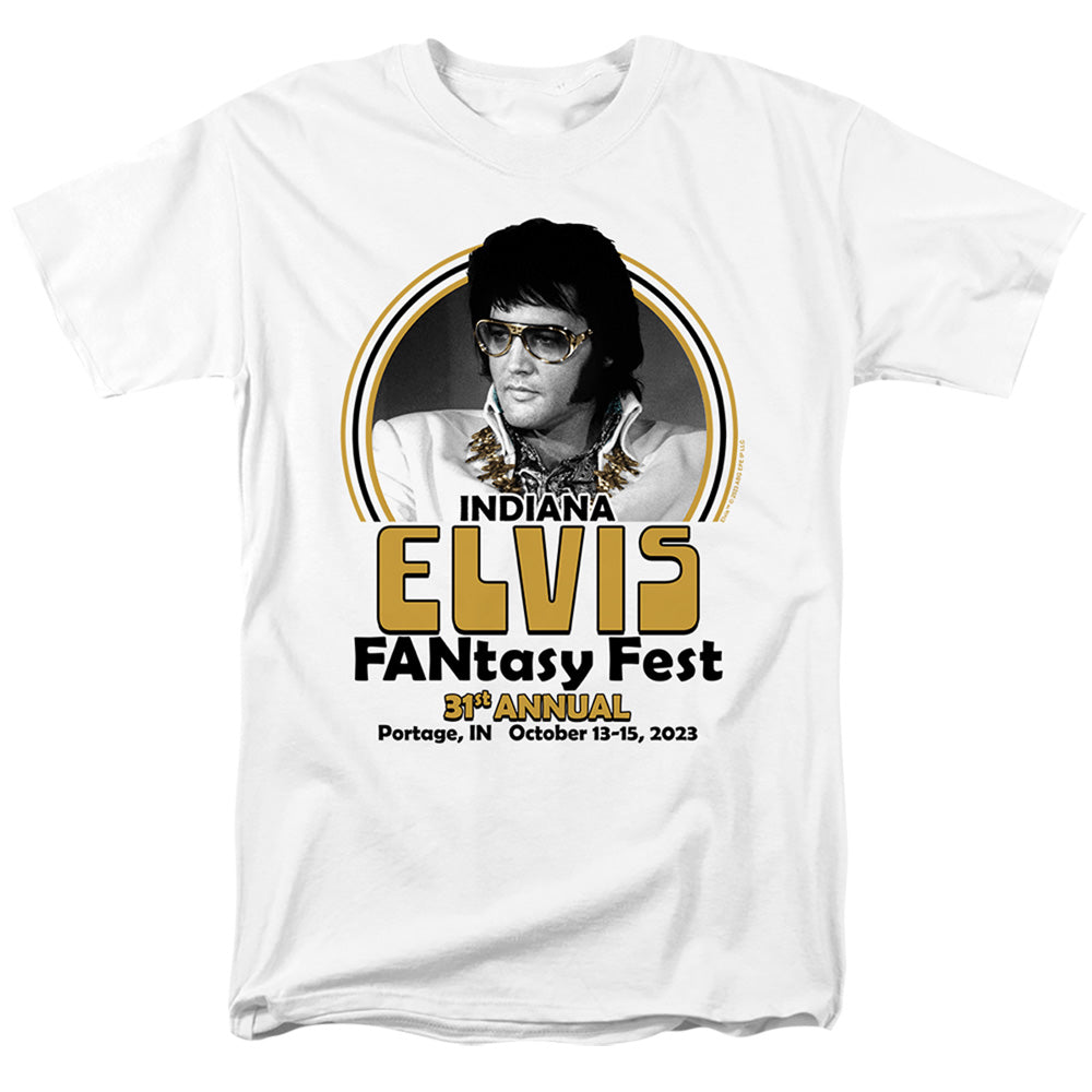 AN OFFCIALLY LICENSED ELVIS FANTASY FEST 2023 MEN'S REGULAR FIT T-SHIRT WHITE