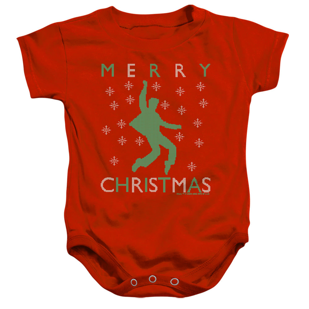 AN OFFCIALLY LICENSED ELVIS DANCING UGLY CHRISTMAS BABY BODYSUIT RED
