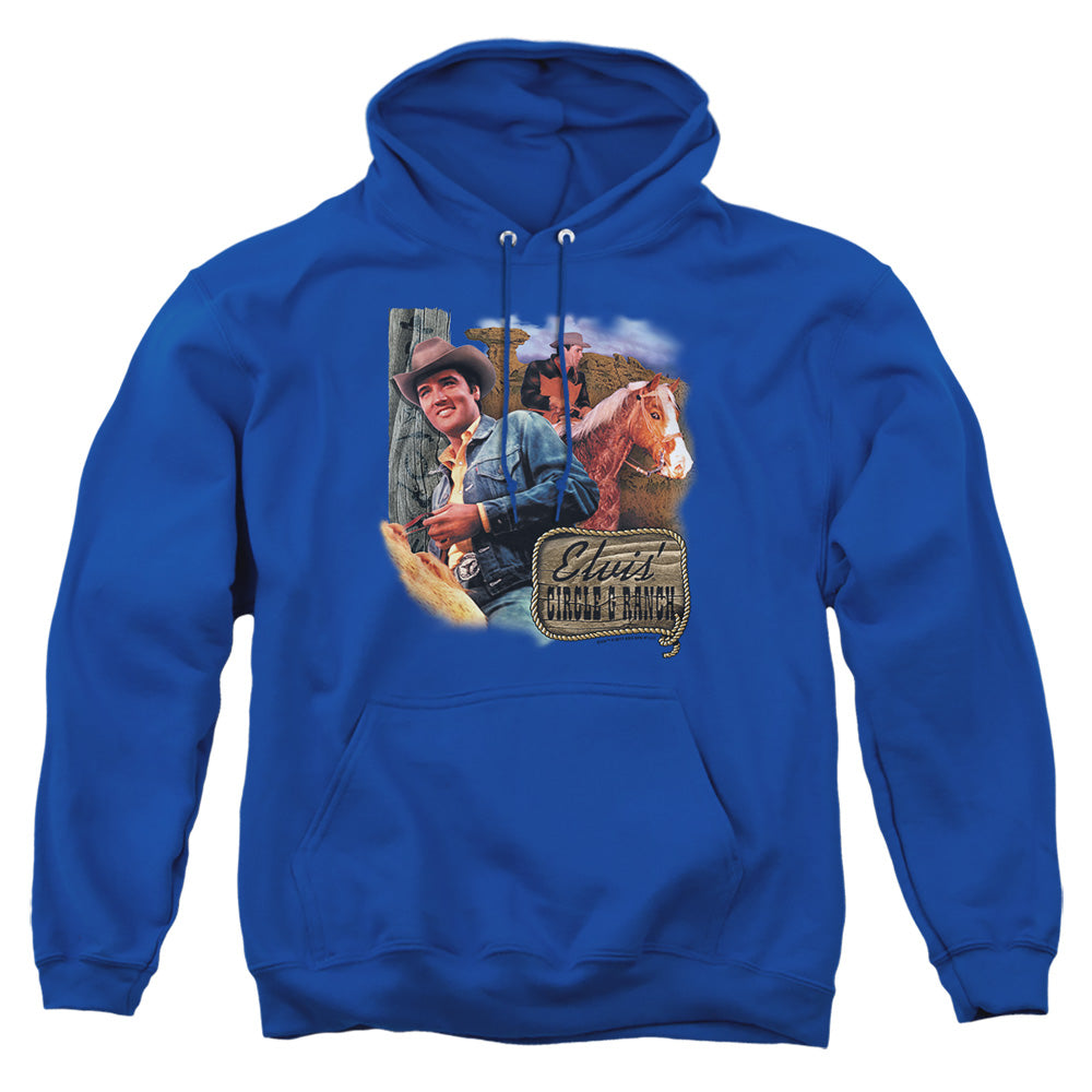 AN OFFCIALLY LICENSED ELVIS PRESLEY RANCH ADULT UNISEX PULLOVER HOODIE ROYAL