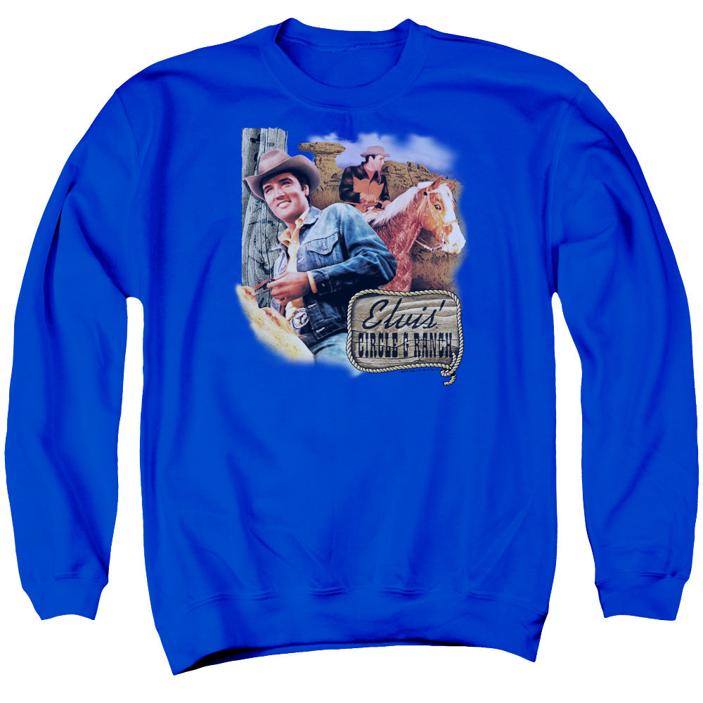 AN OFFCIALLY LICENSED ELVIS PRESLEY RANCH ADULT UNISEX CREWNECK SWEATSHIRT ROYAL
