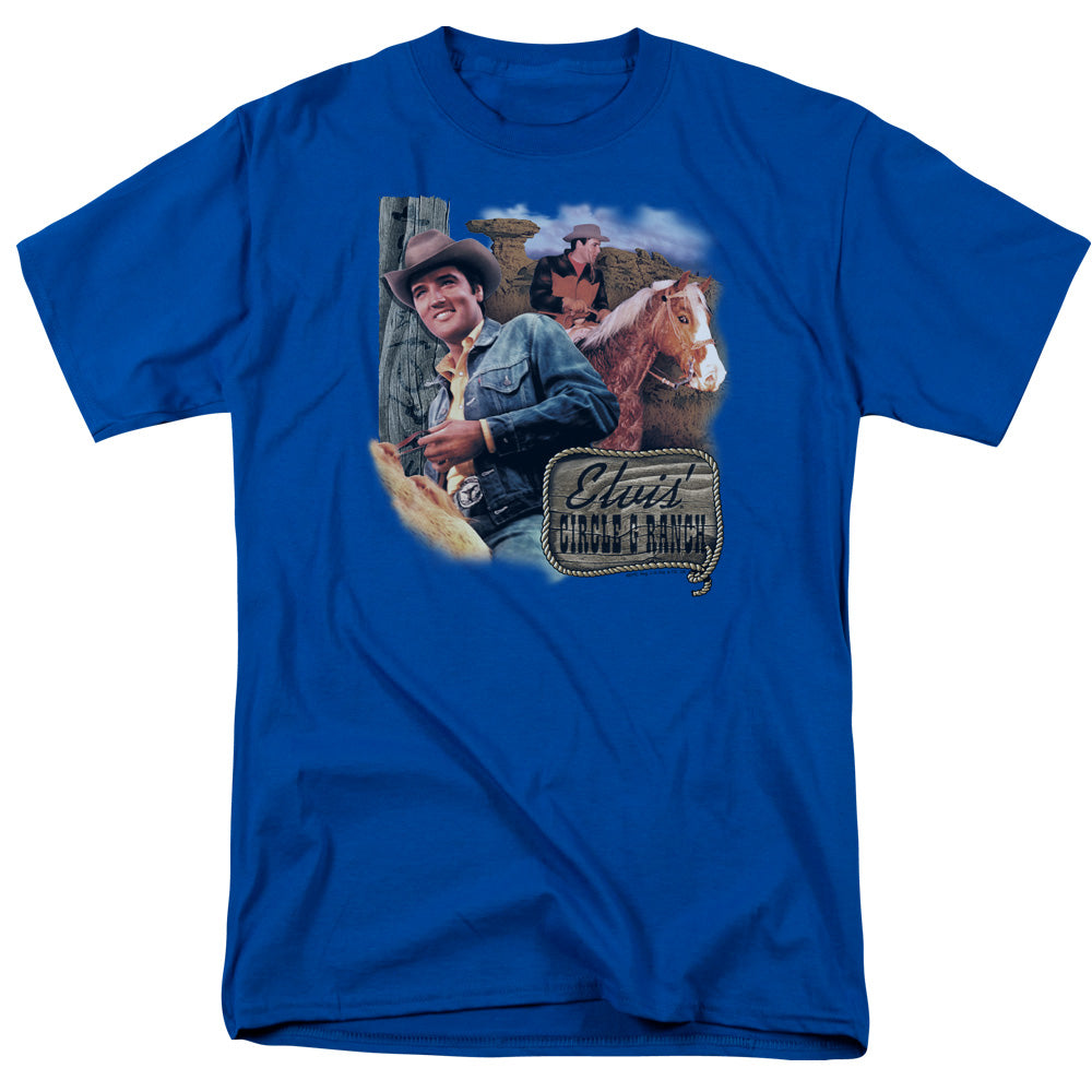 AN OFFCIALLY LICENSED ELVIS PRESLEY RANCH MEN'S REGULAR FIT T-SHIRT ROYAL