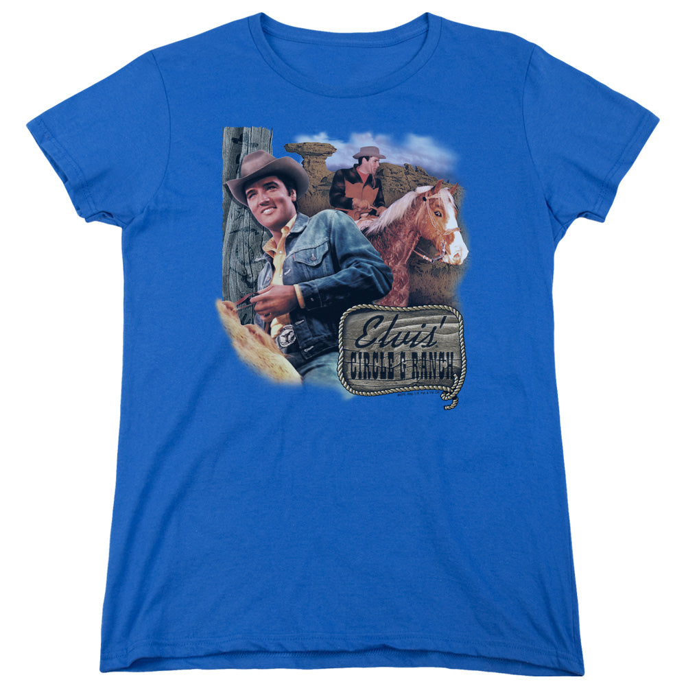 AN OFFCIALLY LICENSED ELVIS PRESLEY RANCH WOMEN'S REGULAR FIT T-SHIRT ROYAL