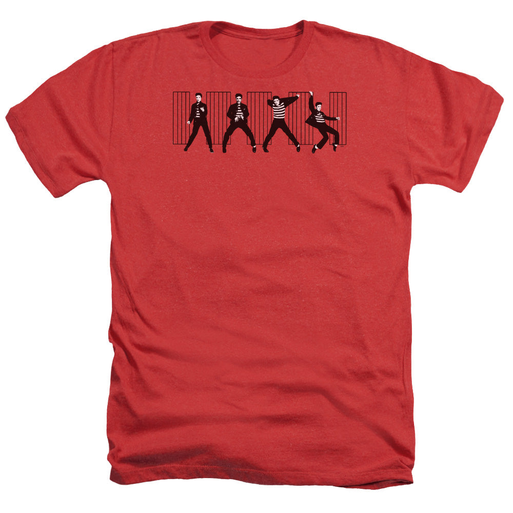 AN OFFCIALLY LICENSED ELVIS PRESLEY JAILHOUSE ROCK MEN'S HEATHER T-SHIRT RED