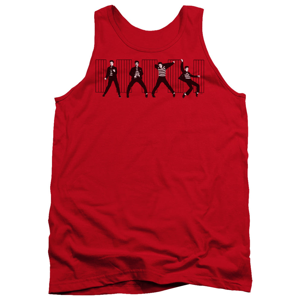 AN OFFCIALLY LICENSED ELVIS PRESLEY JAILHOUSE ROCK ADULT UNISEX TANK TOP RED