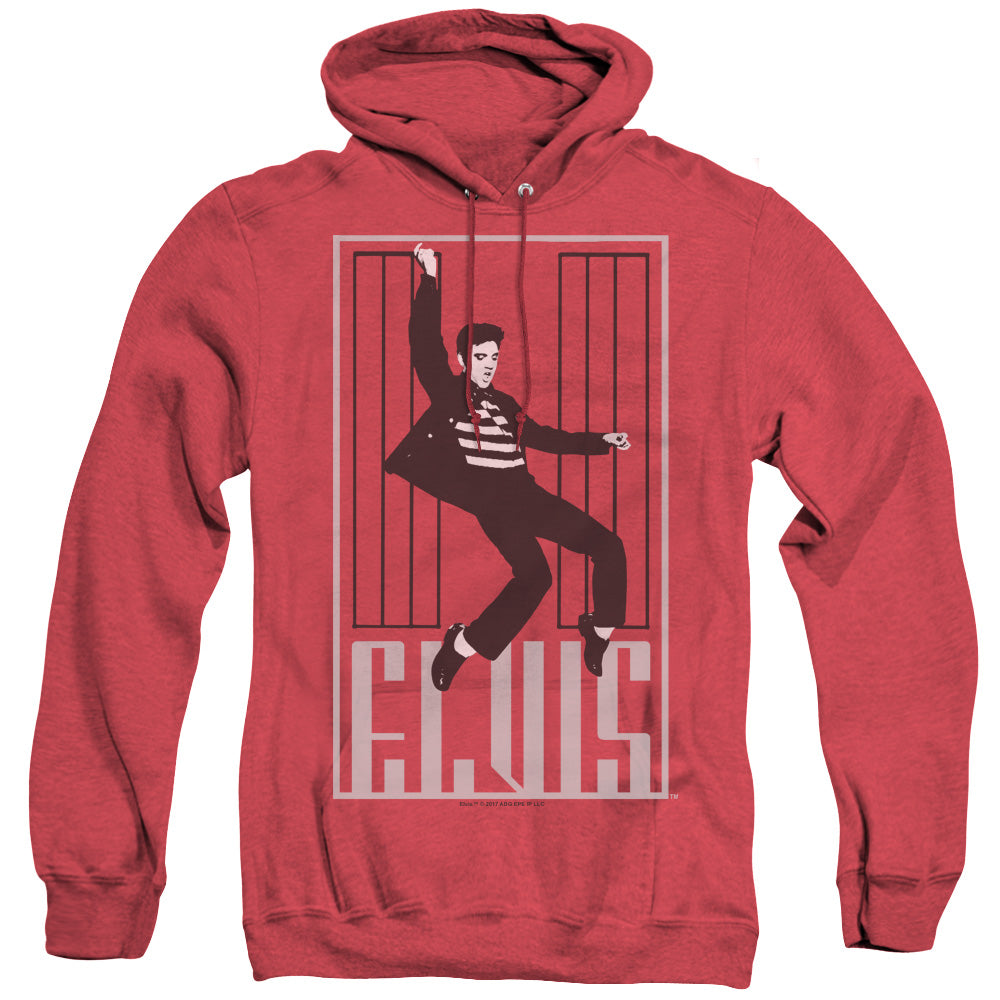 AN OFFCIALLY LICENSED ELVIS PRESLEY ONE JAILHOUSE ADULT UNISEX HEATHER PULLOVER HOODIE RED