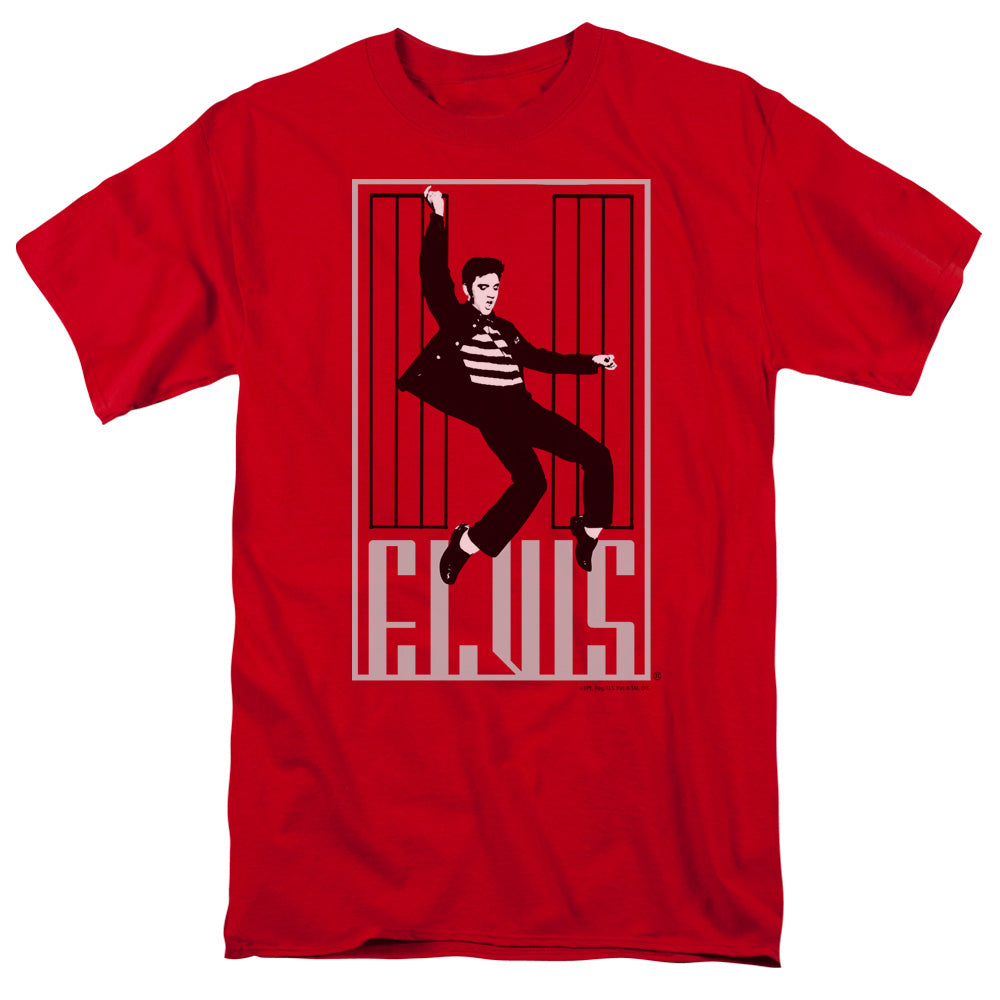 AN OFFCIALLY LICENSED ELVIS PRESLEY ONE JAILHOUSE MEN'S REGULAR FIT T-SHIRT RED