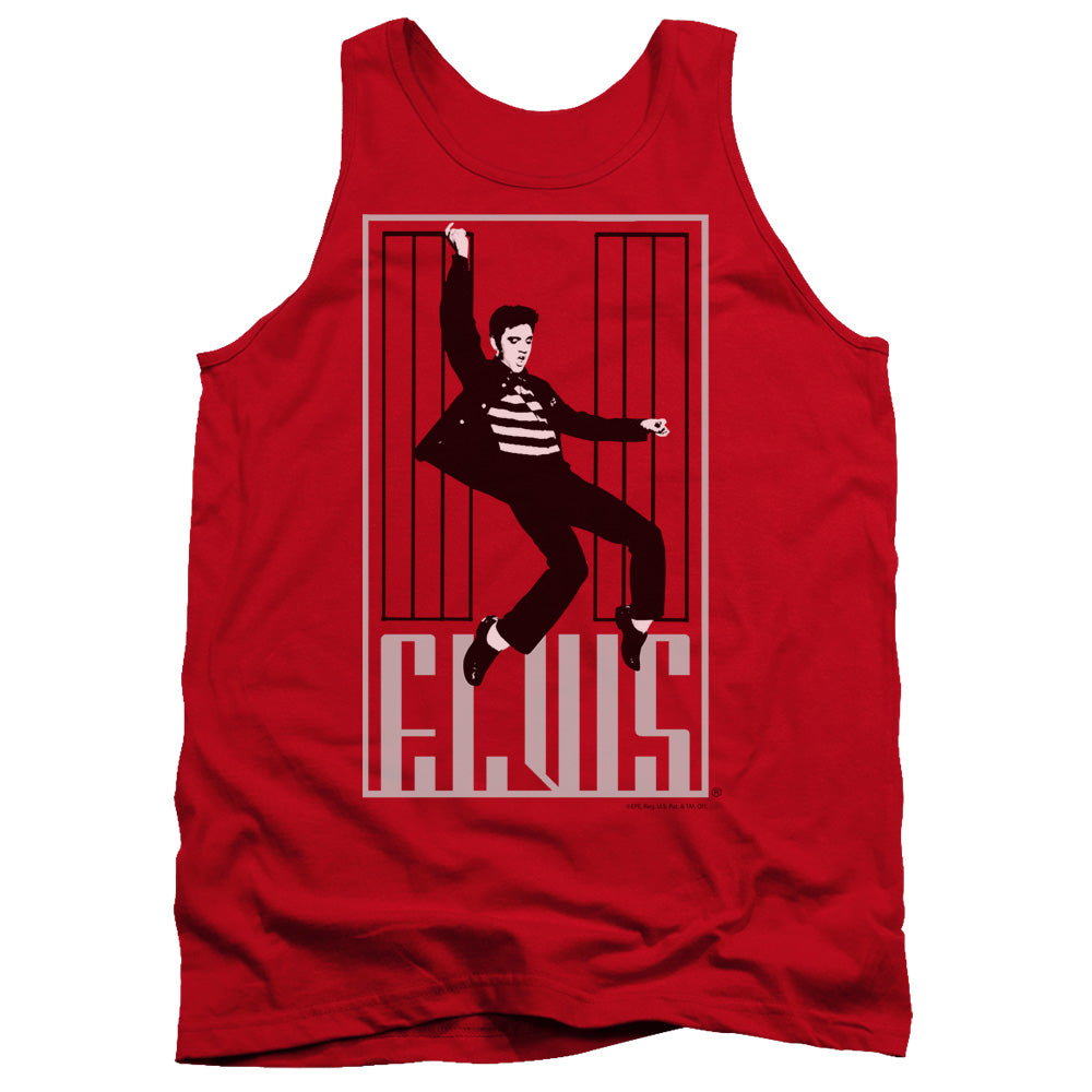 AN OFFCIALLY LICENSED ELVIS PRESLEY ONE JAILHOUSE ADULT UNISEX TANK TOP RED
