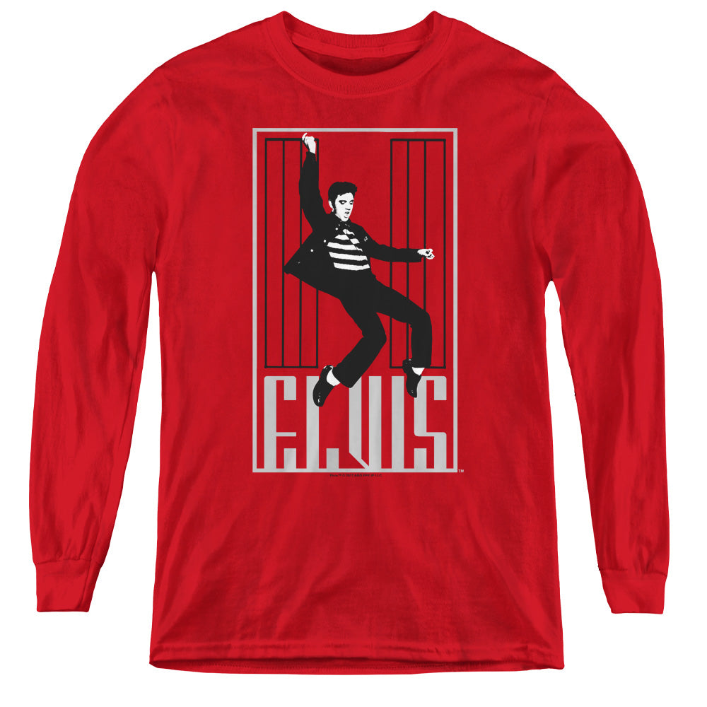 AN OFFCIALLY LICENSED ELVIS PRESLEY ONE JAILHOUSE YOUTH LONG SLEEVE T-SHIRT RED