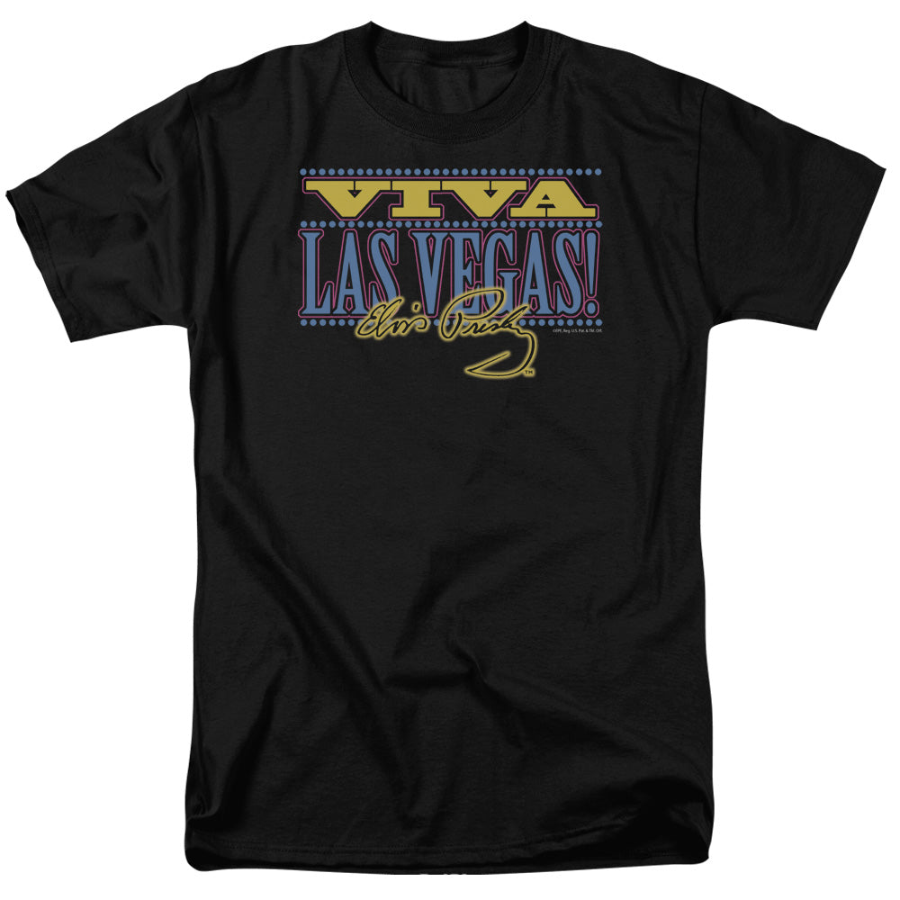 AN OFFCIALLY LICENSED ELVIS PRESLEY VIVA LAS VEGAS MEN'S REGULAR FIT T-SHIRT BLACK