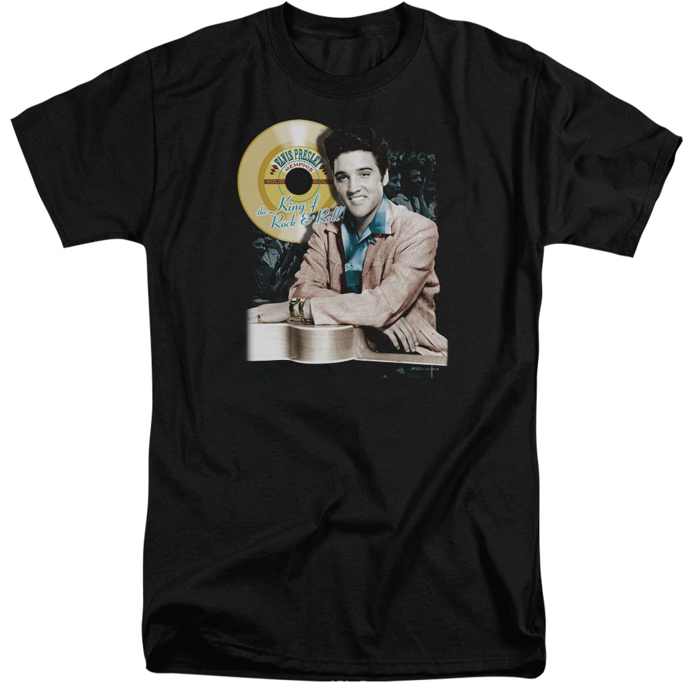 AN OFFCIALLY LICENSED ELVIS PRESLEY GOLD RECORD MEN'S TALL FIT T-SHIRT BLACK