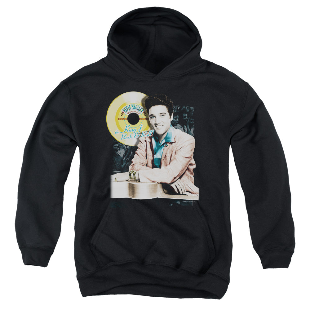 AN OFFCIALLY LICENSED ELVIS PRESLEY GOLD RECORD YOUTH HOODIE BLACK