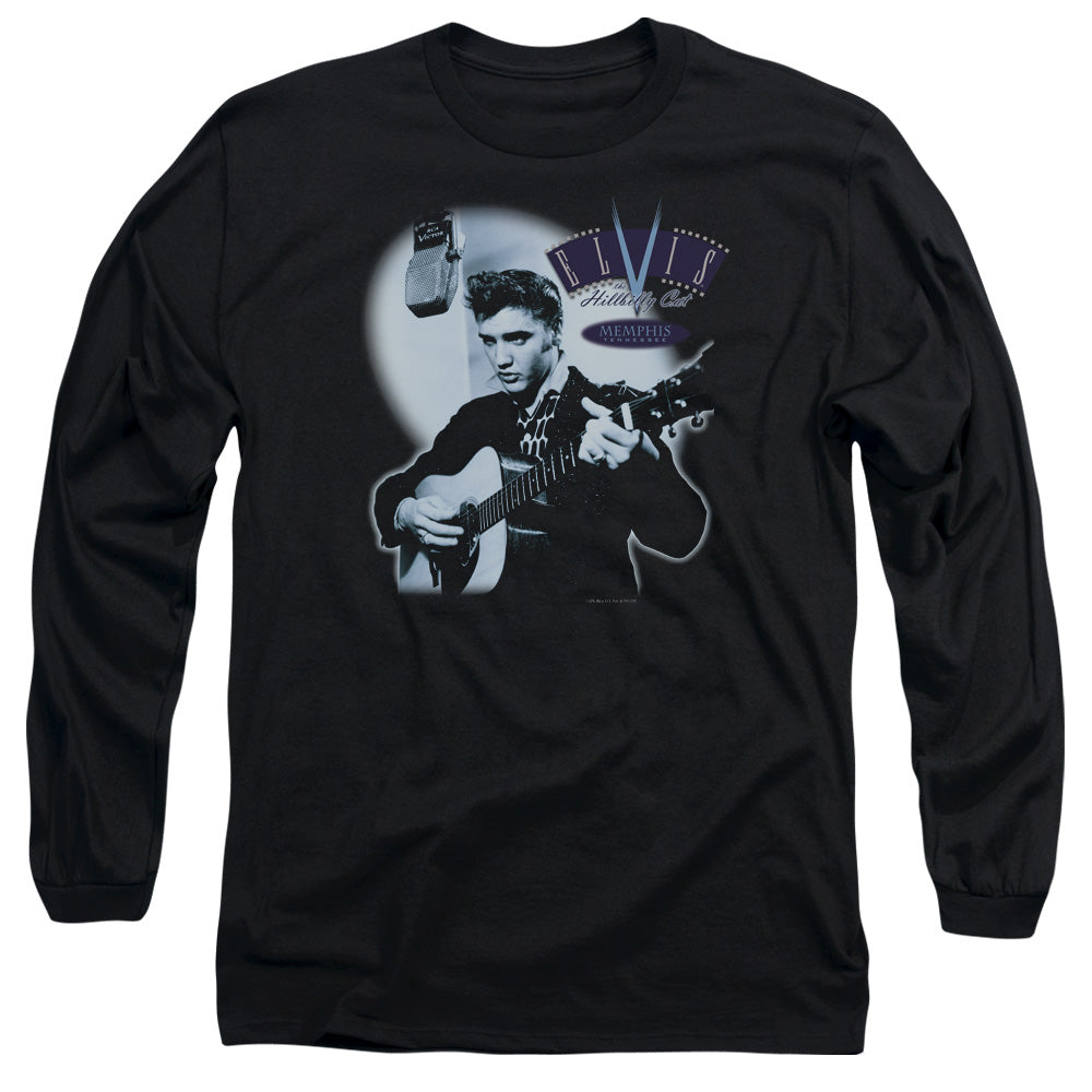 AN OFFCIALLY LICENSED ELVIS PRESLEY HILLBILLY CAT MEN'S LONG SLEEVE T-SHIRT BLACK