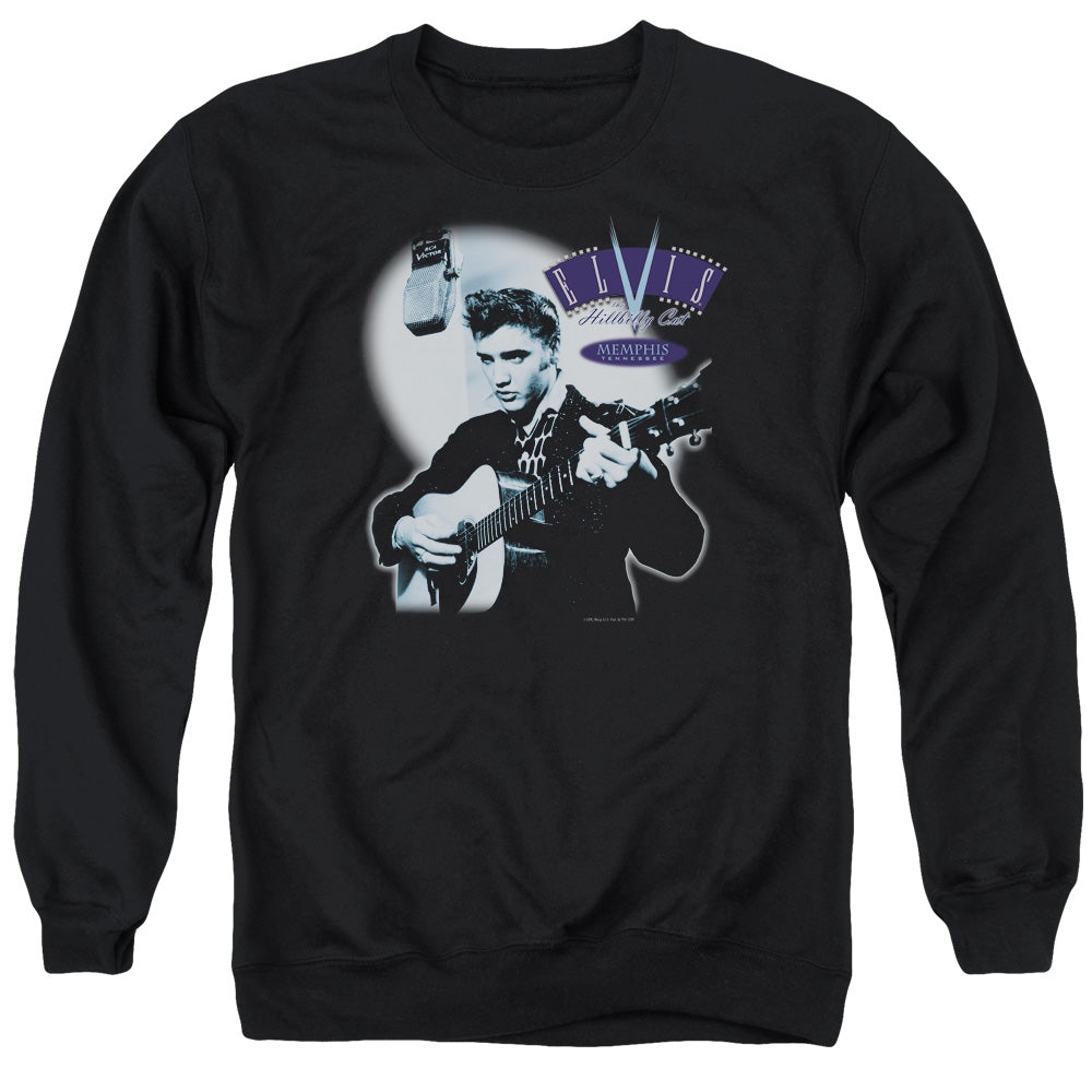 AN OFFCIALLY LICENSED ELVIS PRESLEY HILLBILLY CAT ADULT UNISEX CREWNECK SWEATSHIRT BLACK