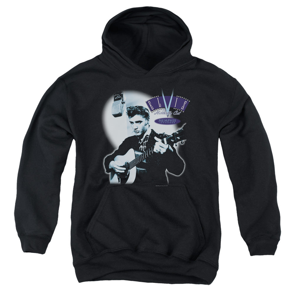 AN OFFCIALLY LICENSED ELVIS PRESLEY HILLBILLY CAT YOUTH HOODIE BLACK