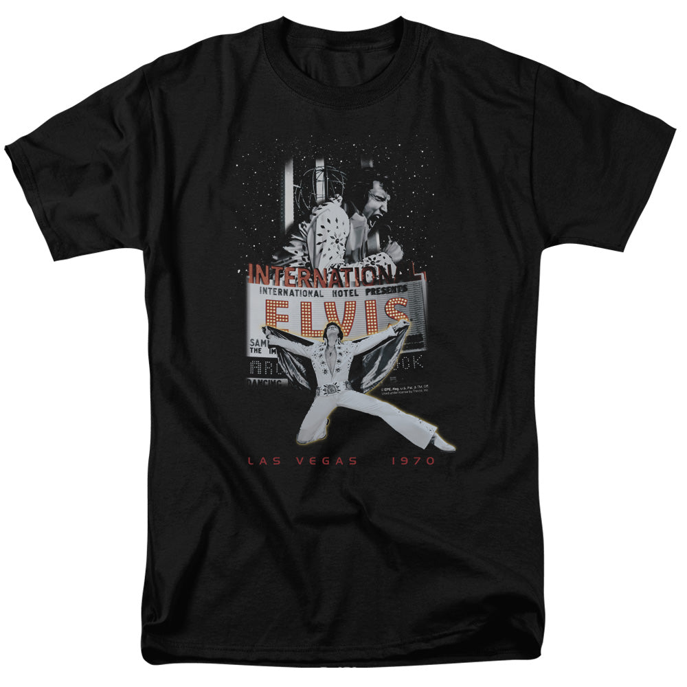 AN OFFCIALLY LICENSED ELVIS PRESLEY LAS VEGAS MEN'S REGULAR FIT T-SHIRT BLACK