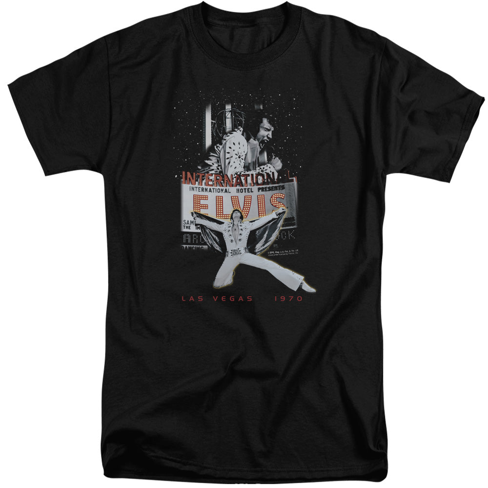 AN OFFCIALLY LICENSED ELVIS PRESLEY LAS VEGAS MEN'S TALL FIT T-SHIRT BLACK