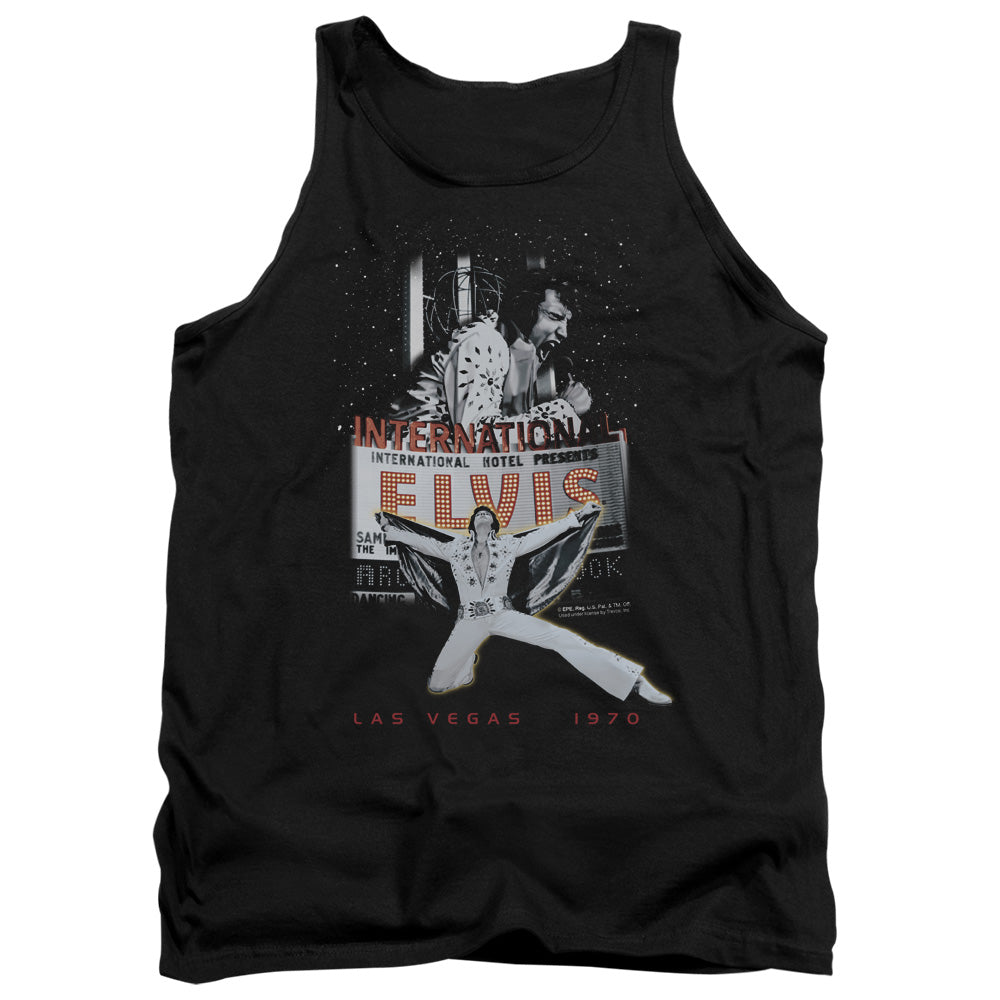 AN OFFCIALLY LICENSED ELVIS PRESLEY LAS VEGAS ADULT UNISEX TANK TOP BLACK