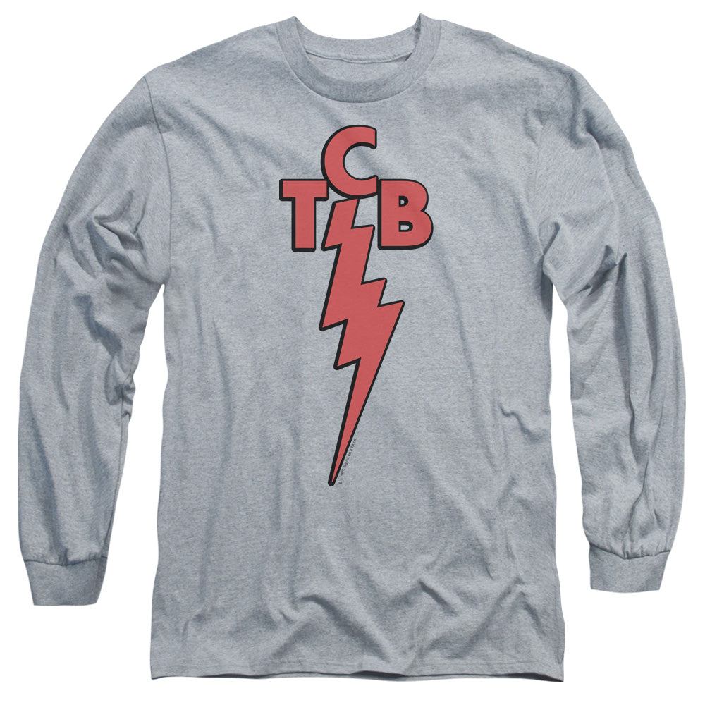 AN OFFCIALLY LICENSED ELVIS PRESLEY TCB MEN'S LONG SLEEVE T-SHIRT ATHLETIC HEATHER